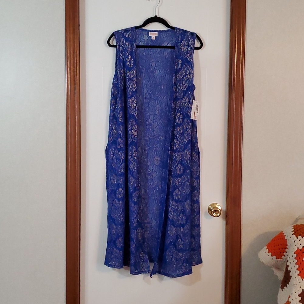 NWT Lularoe Elegant Joy - Navy Lace w/Silver